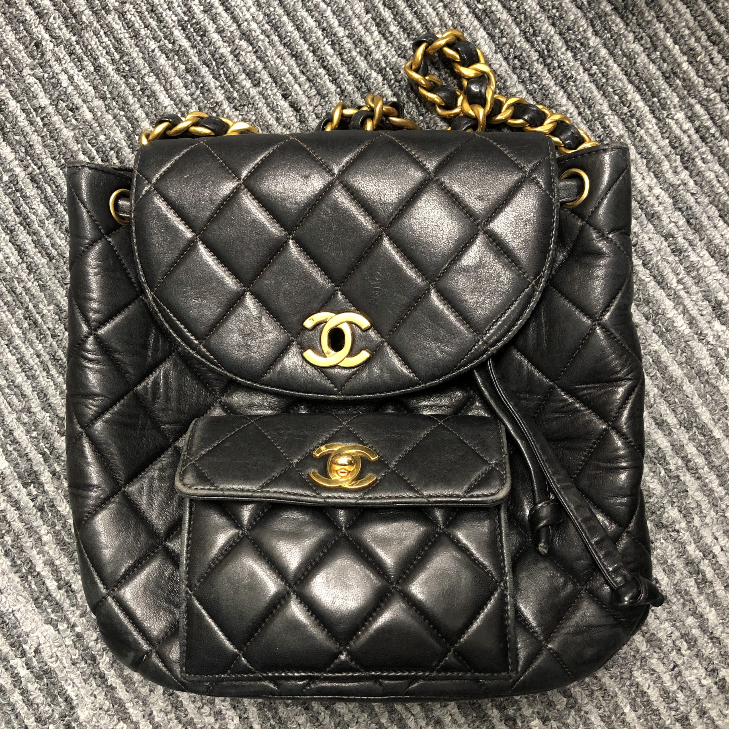 CHANEL Matelasse/Lambskin Chain Shoulder Rucksack - 4R